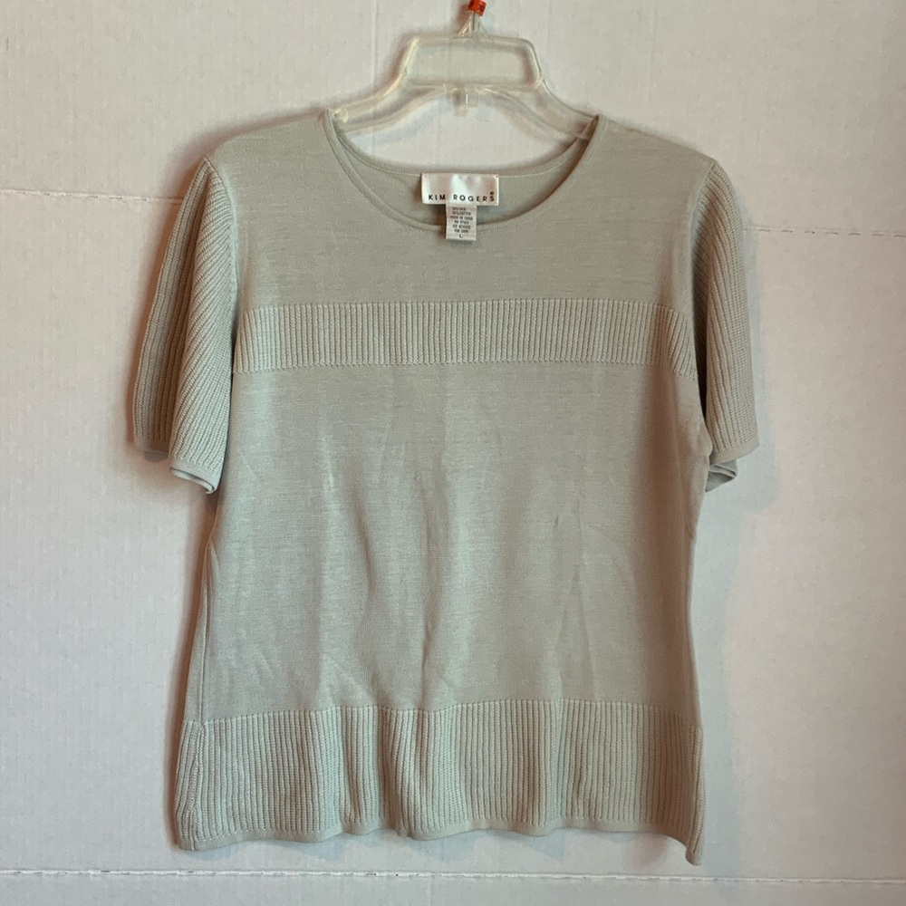 Kim Rogers Light Gray Short Sleeve Top